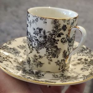Porcelain Miniature Tea Mug and Saucer